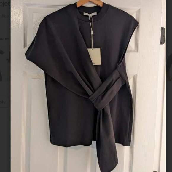 NWT Tibi Sleeves Pruno Cotton Wrap Top (XS) - Picture 2 of 3